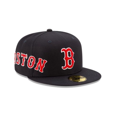 Blue Boston Red Sox Hat - New Era MLB Slant 59FIFTY Fitted Caps USA3591427